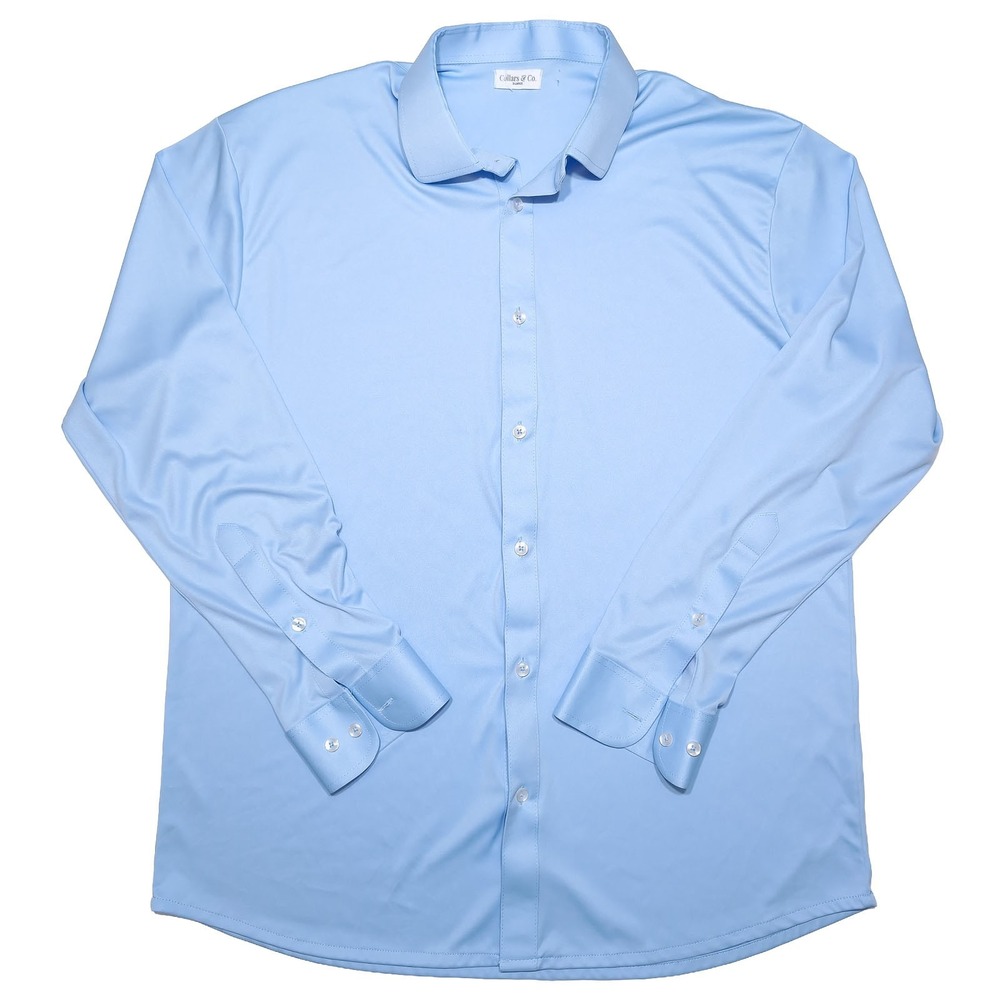 Collars & Co Dress Collar Long Button Sleeve Shirt Mens XL Blue Performance